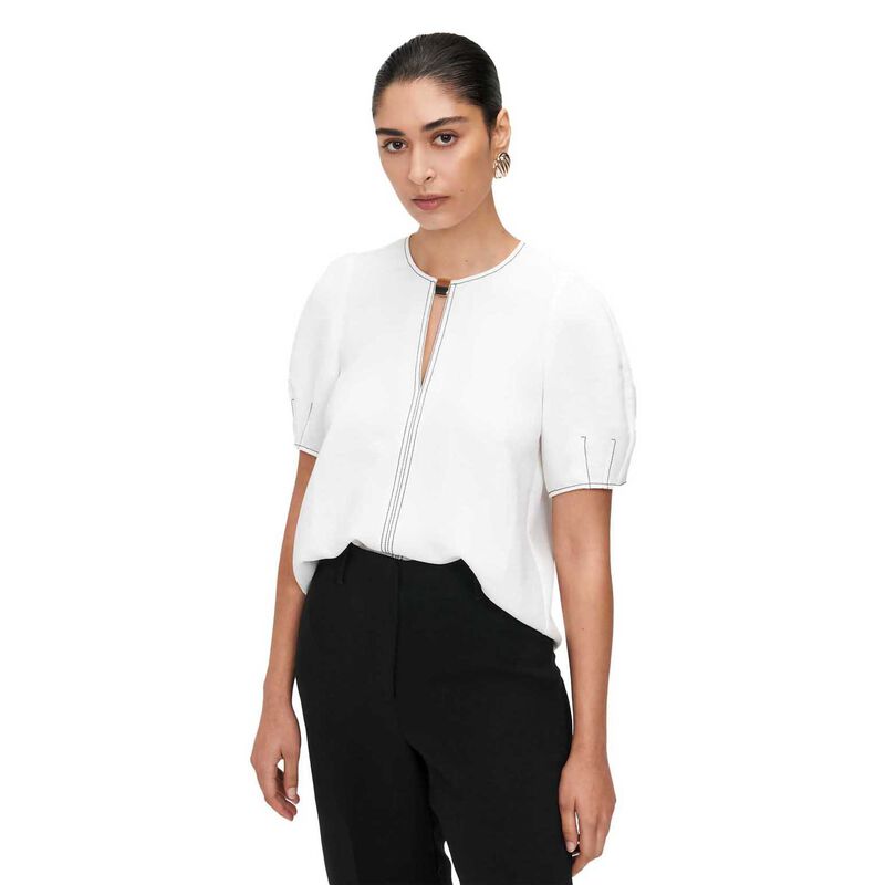 Veronika Maine Japanese Crepe Keyhole Neck Top image number 0